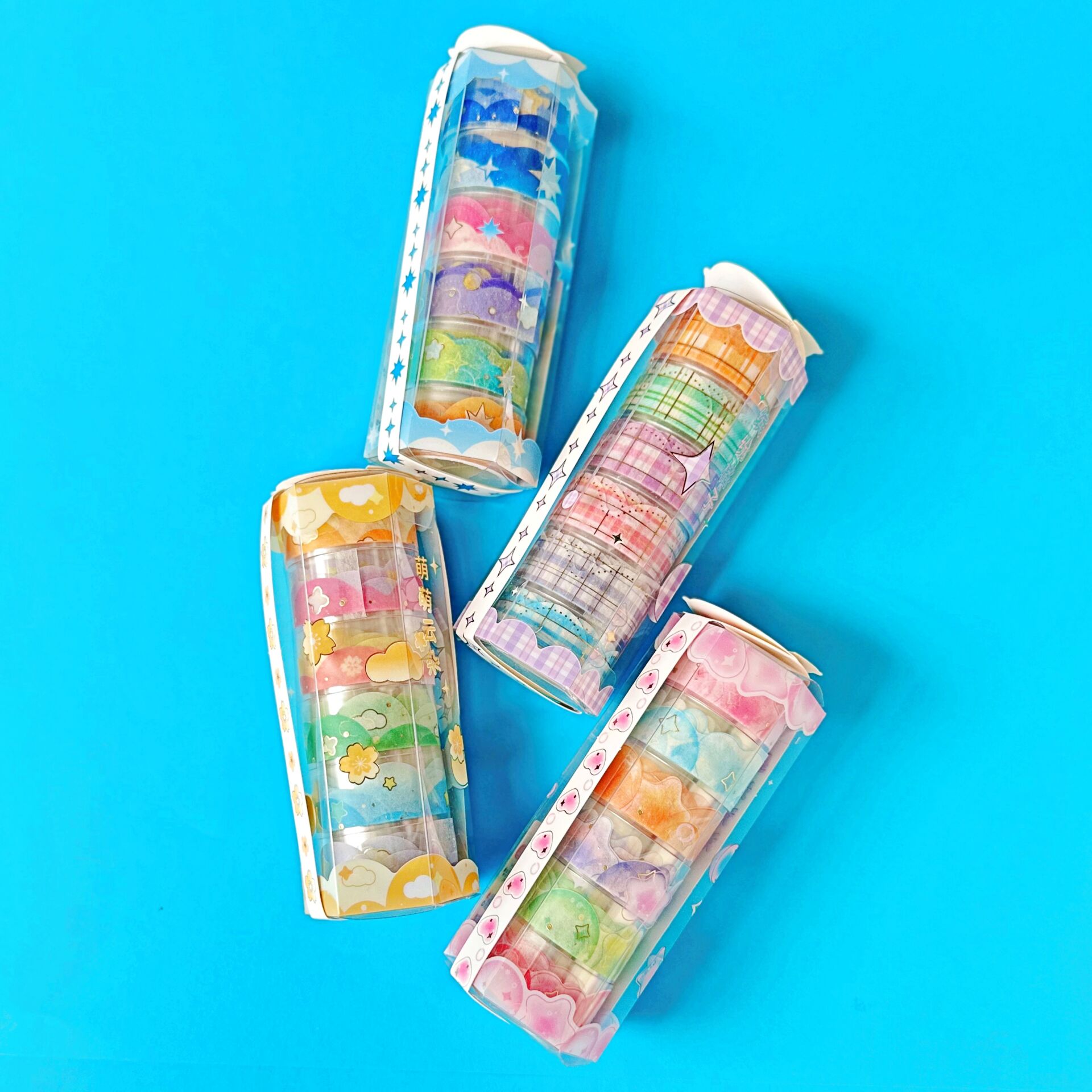 Cloudy Sky 6lı Desenli Kağıt Washi Tape Bant 12li Kutu