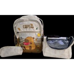 Capybara 3lü Sırt Çantası Set - Vizon