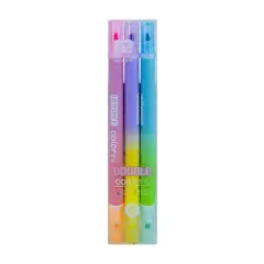 Double Color Çift Taraflı Fosforlu İşaretleme Kalemi 3lü kutu