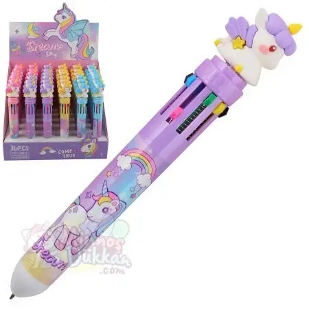 Unicorn  10 Renk Çok Renkli Tükenmez Kalem - 36lı Kutu